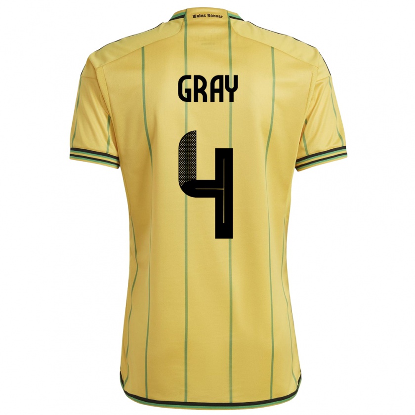 Kandiny Hombre Camiseta Jamaica Tayvon Gray #4 Amarillo 1ª Equipación 24-26 La Camisa Chile