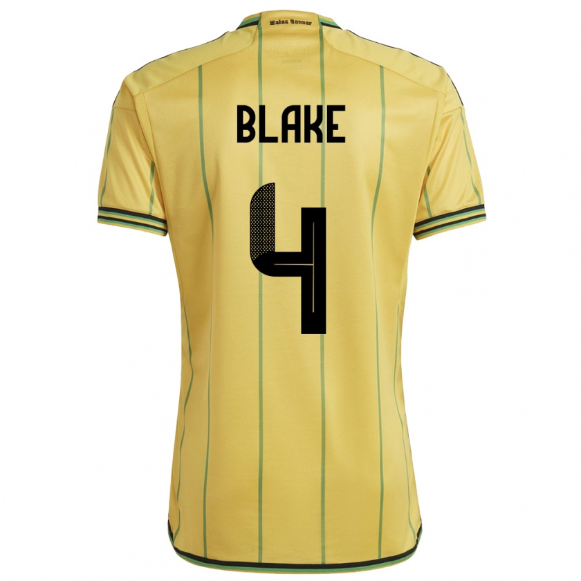 Kandiny Hombre Camiseta Jamaica Romain Blake #4 Amarillo 1ª Equipación 24-26 La Camisa Chile