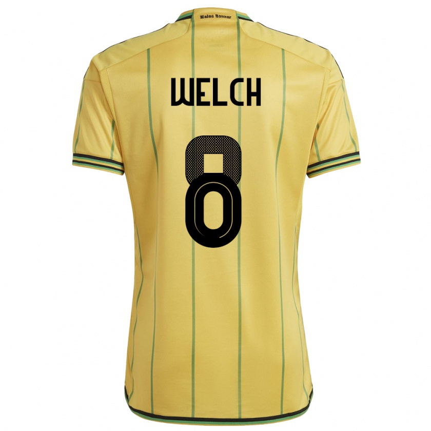 Kandiny Hombre Camiseta Jamaica Makai Welch #8 Amarillo 1ª Equipación 24-26 La Camisa Chile