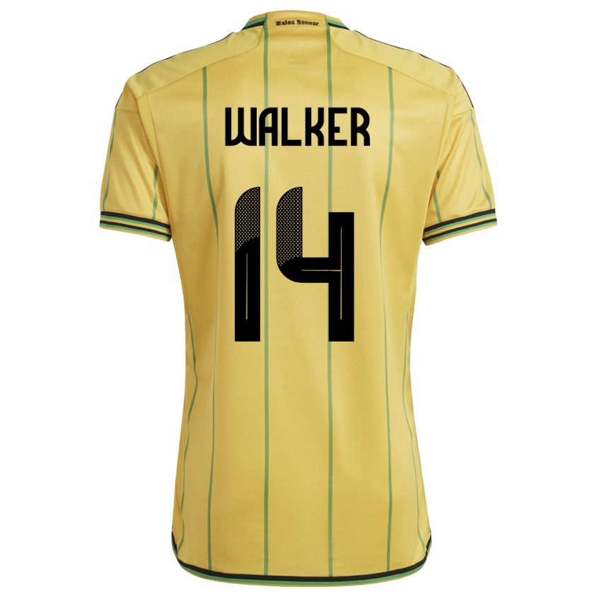 Kandiny Hombre Camiseta Jamaica Ricshya Walker #14 Amarillo 1ª Equipación 24-26 La Camisa Chile