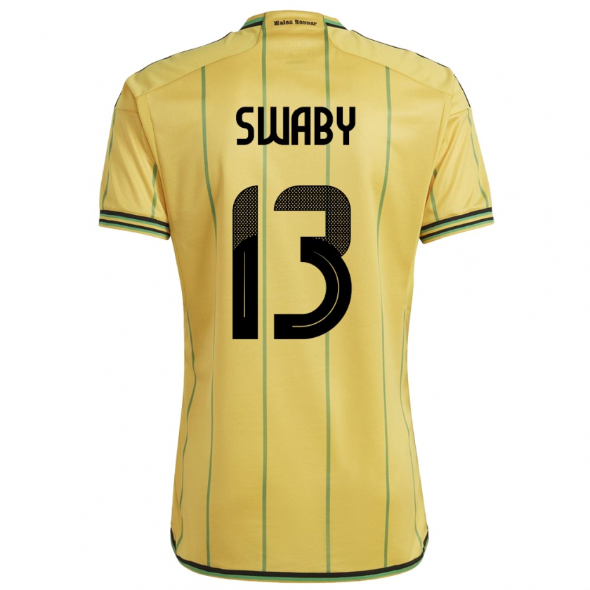 Kandiny Hombre Camiseta Jamaica Allyson Swaby #13 Amarillo 1ª Equipación 24-26 La Camisa Chile