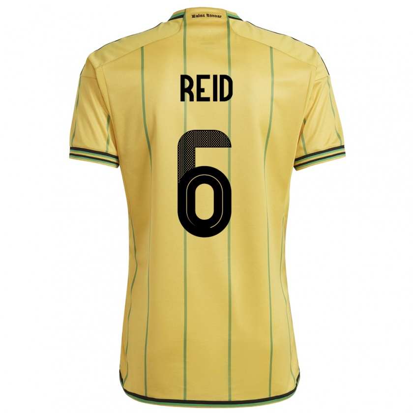 Kandiny Hombre Camiseta Jamaica Lauren Reid #6 Amarillo 1ª Equipación 24-26 La Camisa Chile