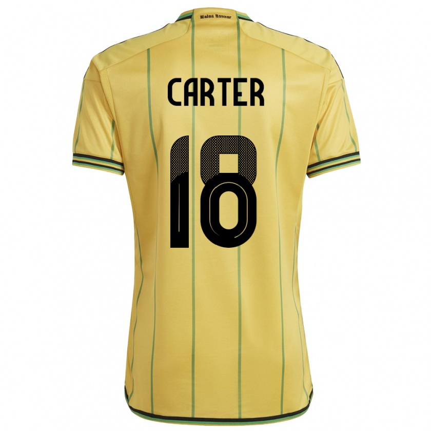 Kandiny Hombre Camiseta Jamaica Trudi Carter #18 Amarillo 1ª Equipación 24-26 La Camisa Chile