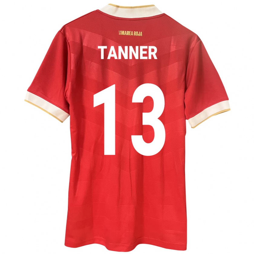 Kandiny Hombre Camiseta Panamá Riley Tanner #13 Rojo 1ª Equipación 24-26 La Camisa Chile