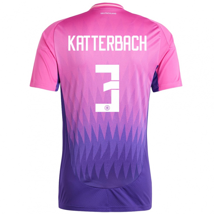 Kandiny Hombre Camiseta Alemania Noah Katterbach #3 Rosado Morado 2ª Equipación 24-26 La Camisa Chile