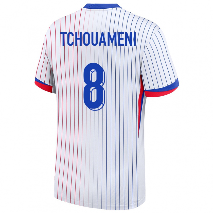 Kandiny Hombre Camiseta Francia Aurelien Tchouameni #8 Blanco 2ª Equipación 24-26 La Camisa Chile