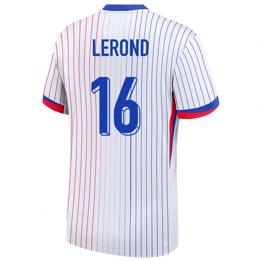 Kandiny Hombre Camiseta Francia Justine Lerond #16 Blanco 2ª Equipación 24-26 La Camisa Chile