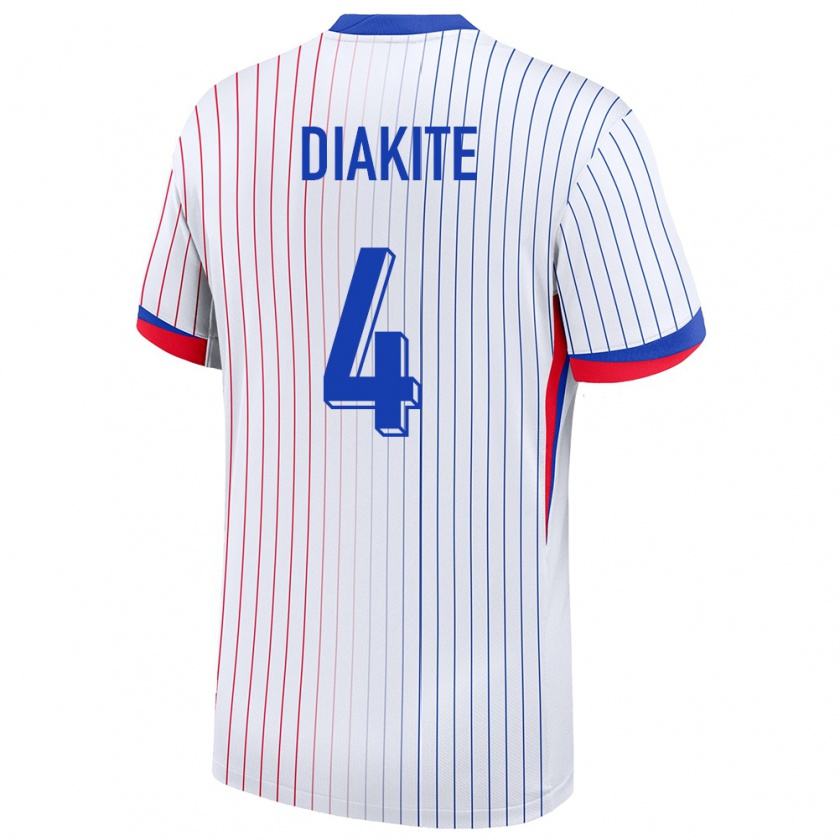 Kandiny Hombre Camiseta Francia Bafode Diakite #4 Blanco 2ª Equipación 24-26 La Camisa Chile