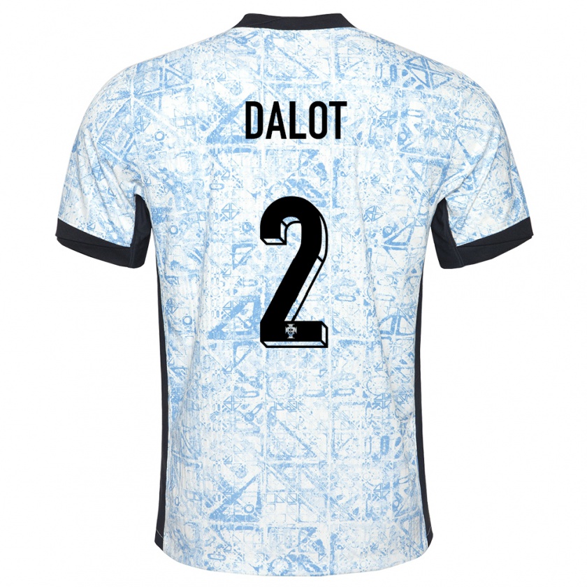 Kandiny Hombre Camiseta Portugal Diogo Dalot #2 Crema Azul 2ª Equipación 24-26 La Camisa Chile
