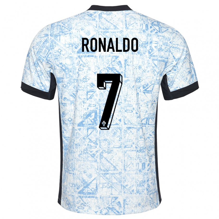 Kandiny Hombre Camiseta Portugal Cristiano Ronaldo #7 Crema Azul 2ª Equipación 24-26 La Camisa Chile