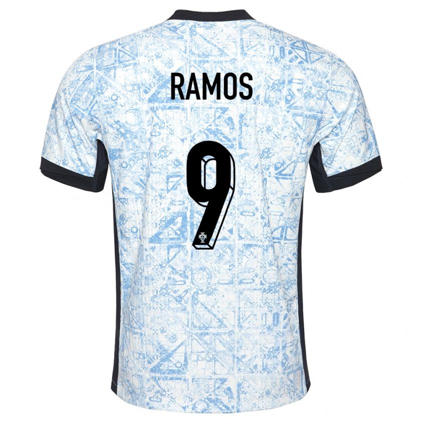 Kandiny Hombre Camiseta Portugal Goncalo Ramos #9 Crema Azul 2ª Equipación 24-26 La Camisa Chile