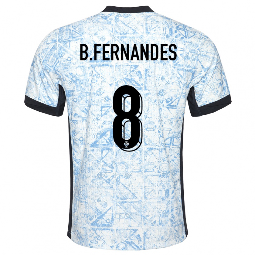 Kandiny Hombre Camiseta Portugal Bruno Fernandes #8 Crema Azul 2ª Equipación 24-26 La Camisa Chile