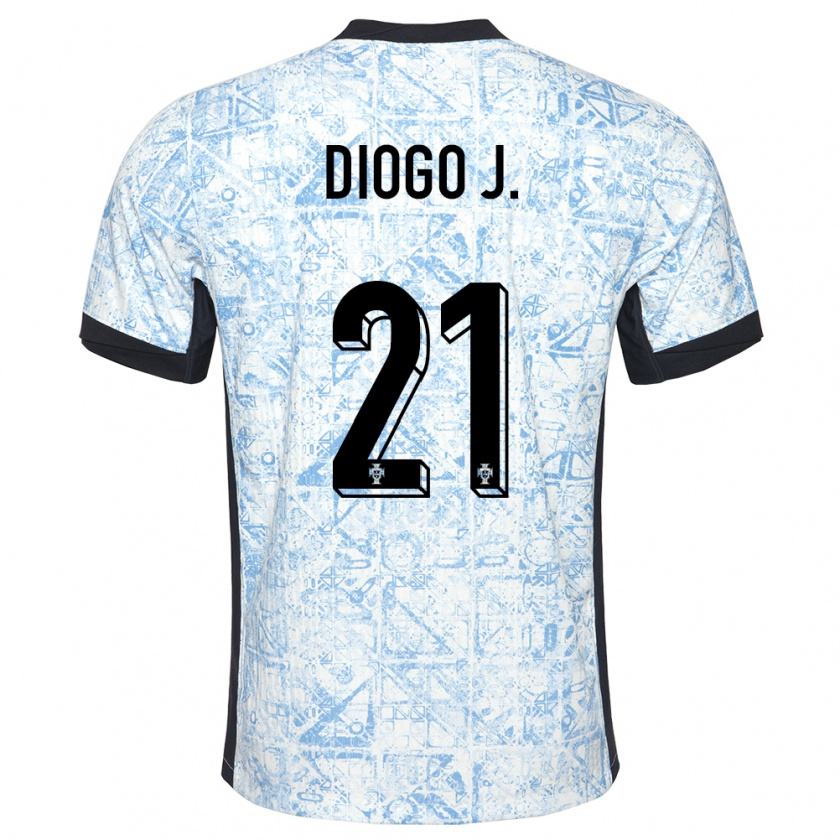 Kandiny Hombre Camiseta Portugal Diogo Jota #21 Crema Azul 2ª Equipación 24-26 La Camisa Chile