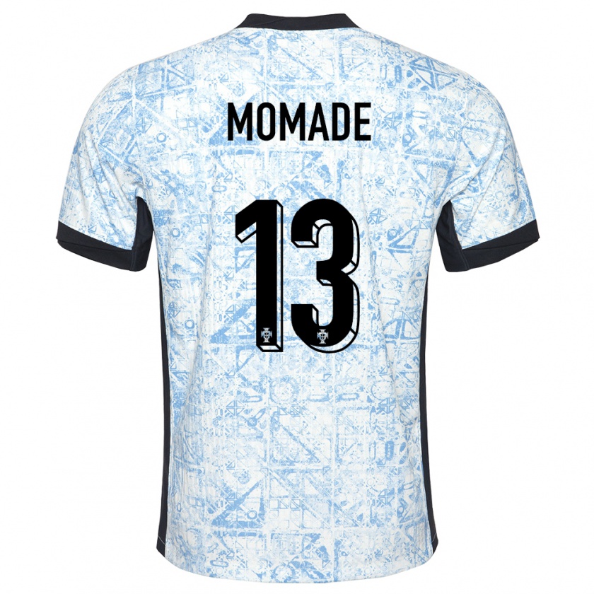 Kandiny Hombre Camiseta Portugal Rayhan Momade #13 Crema Azul 2ª Equipación 24-26 La Camisa Chile