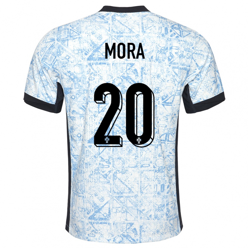 Kandiny Hombre Camiseta Portugal Rodrigo Mora #20 Crema Azul 2ª Equipación 24-26 La Camisa Chile