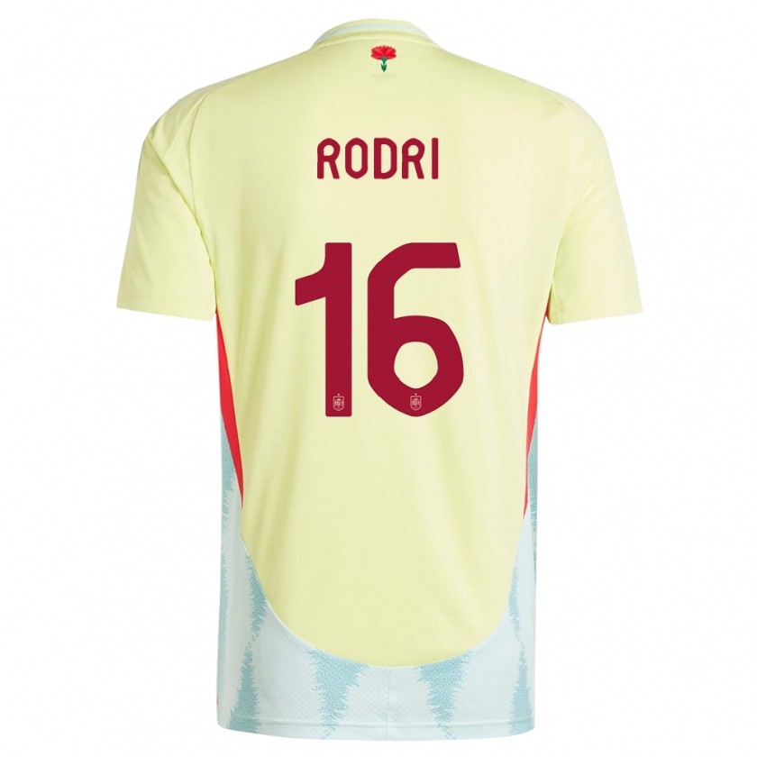 Kandiny Hombre Camiseta España Rodri #16 Amarillo 2ª Equipación 24-26 La Camisa Chile