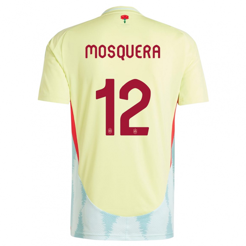 Kandiny Hombre Camiseta España Cristian Mosquera #12 Amarillo 2ª Equipación 24-26 La Camisa Chile