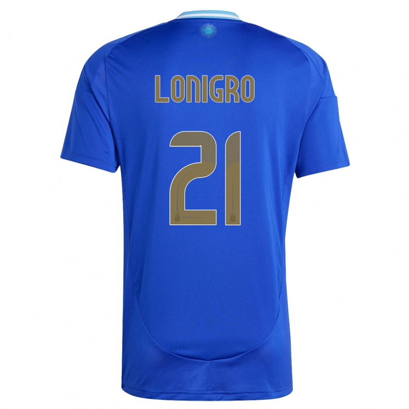 Kandiny Hombre Camiseta Argentina Erica Lonigro #21 Azul 2ª Equipación 24-26 La Camisa Chile