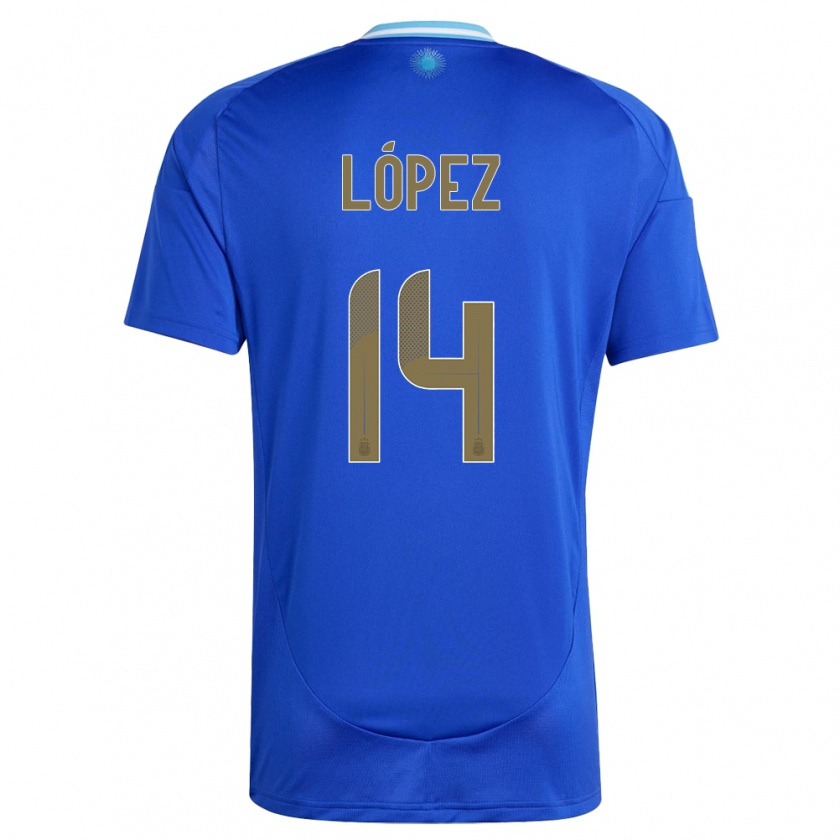 Kandiny Hombre Camiseta Argentina Lautaro Lopez #14 Azul 2ª Equipación 24-26 La Camisa Chile