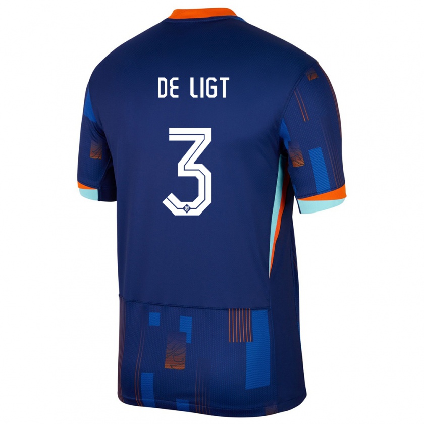 Kandiny Hombre Camiseta Países Bajos Matthijs De Ligt #3 Azul 2ª Equipación 24-26 La Camisa Chile