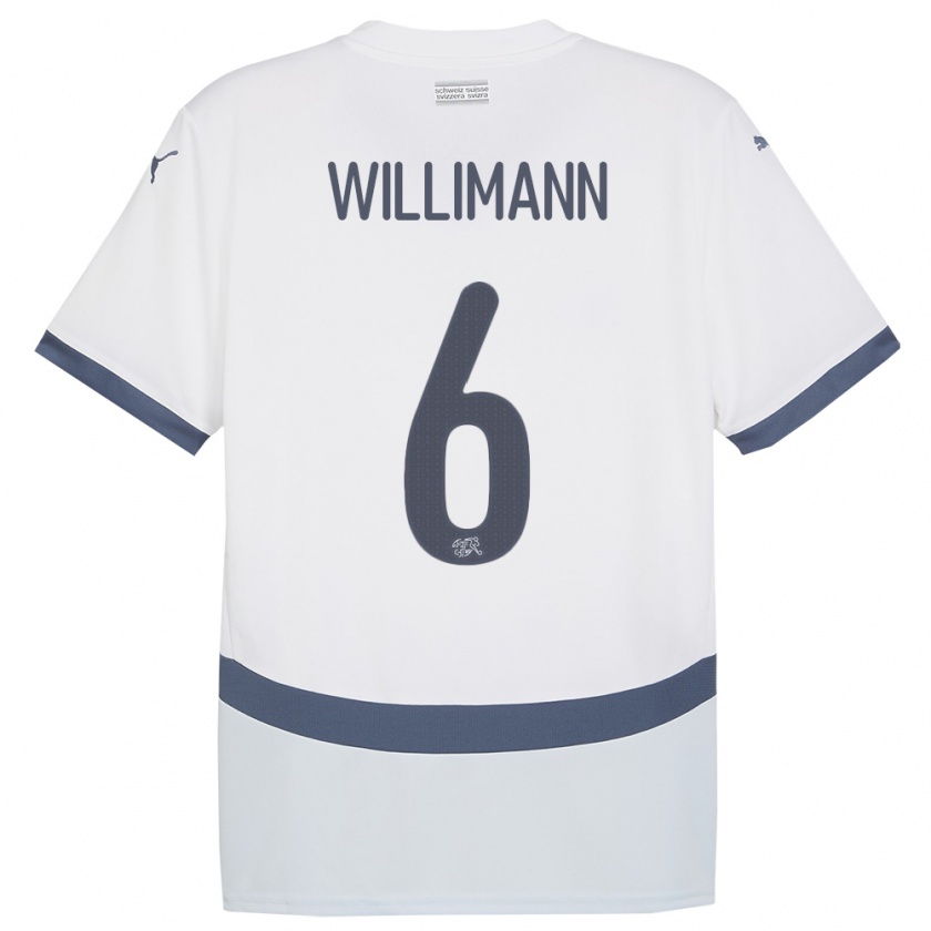 Kandiny Hombre Camiseta Suiza Mauricio Willimann #6 Blanco 2ª Equipación 24-26 La Camisa Chile