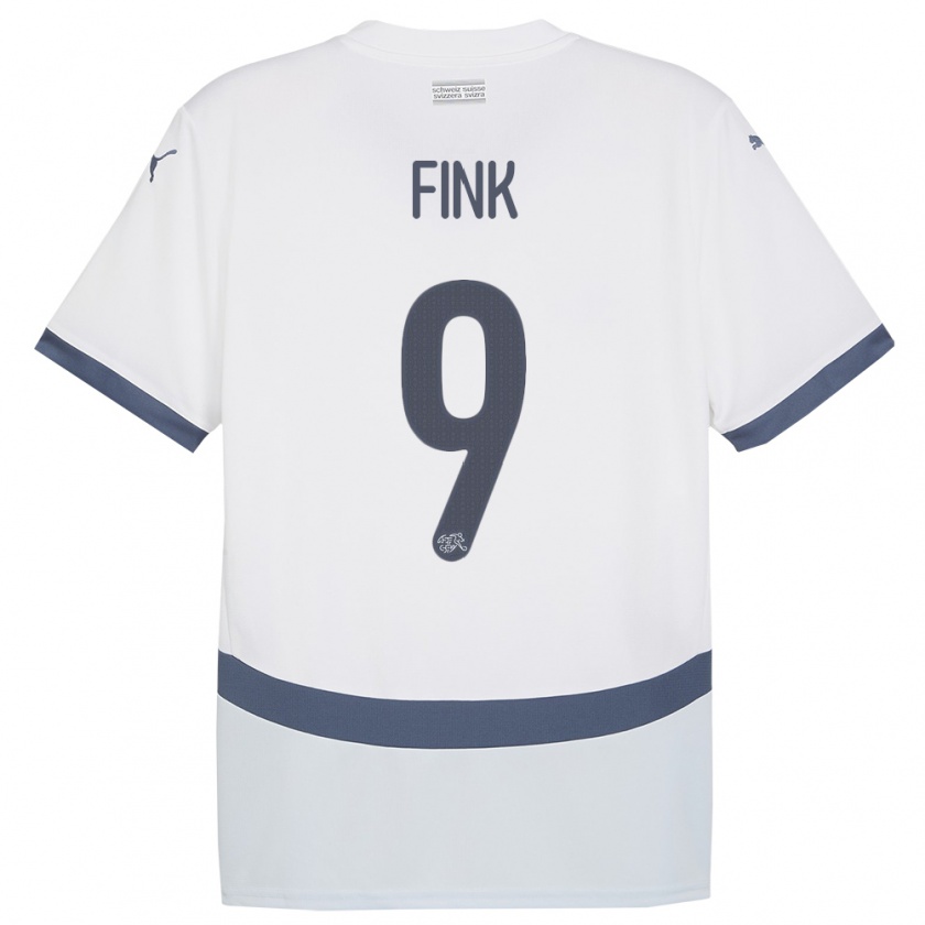 Kandiny Hombre Camiseta Suiza Bradley Fink #9 Blanco 2ª Equipación 24-26 La Camisa Chile