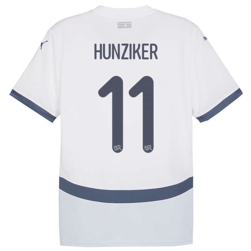 Kandiny Hombre Camiseta Suiza Andrin Hunziker #11 Blanco 2ª Equipación 24-26 La Camisa Chile