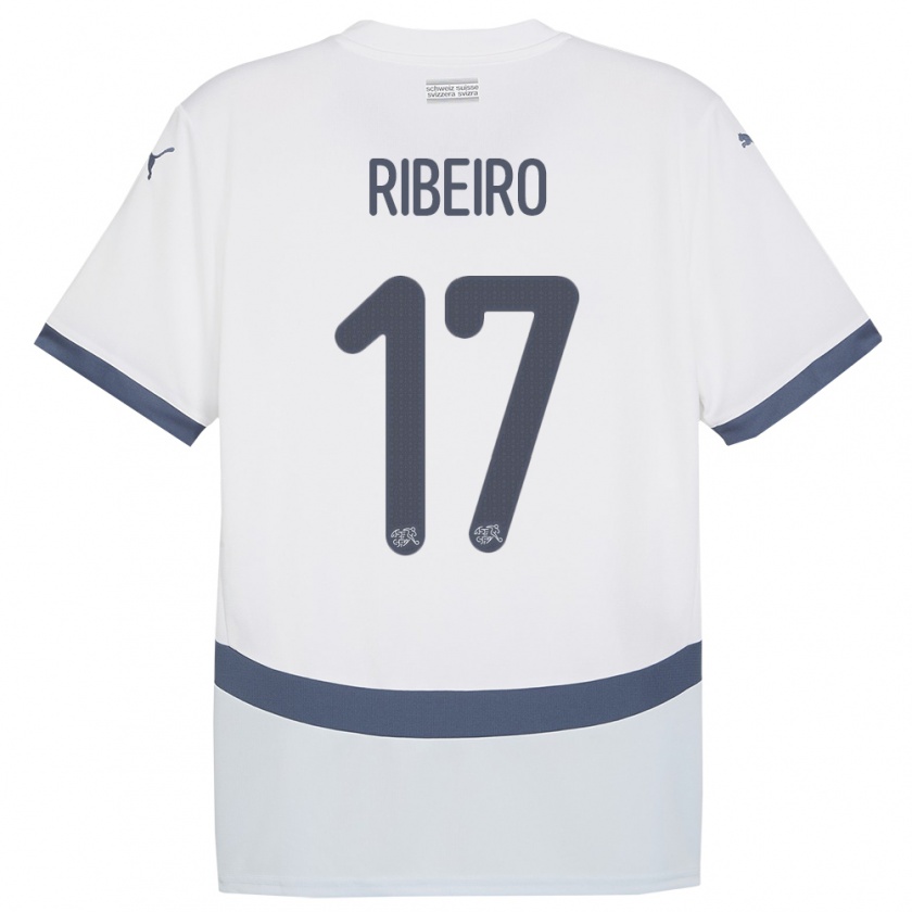 Kandiny Hombre Camiseta Suiza Joel Ribeiro #17 Blanco 2ª Equipación 24-26 La Camisa Chile