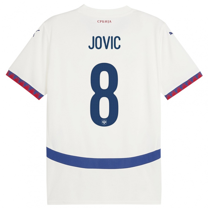 Kandiny Hombre Camiseta Serbia Luka Jovic #8 Blanco 2ª Equipación 24-26 La Camisa Chile