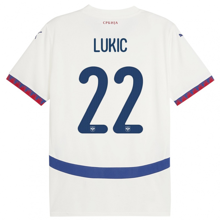 Kandiny Hombre Camiseta Serbia Sasa Lukic #22 Blanco 2ª Equipación 24-26 La Camisa Chile