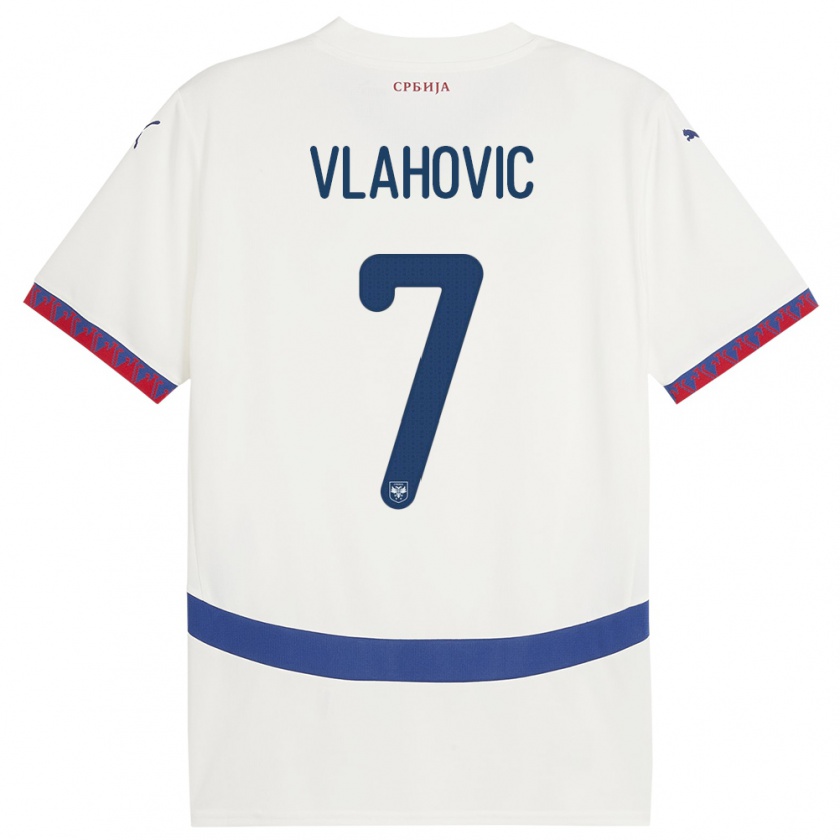 Kandiny Hombre Camiseta Serbia Dusan Vlahovic #7 Blanco 2ª Equipación 24-26 La Camisa Chile