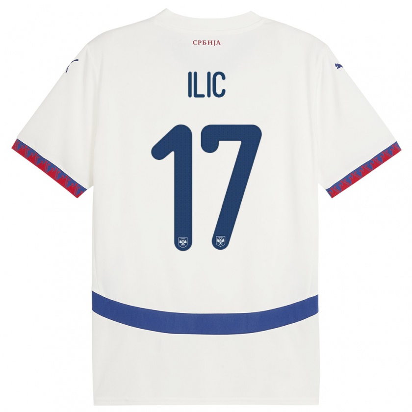 Kandiny Hombre Camiseta Serbia Ivan Ilic #17 Blanco 2ª Equipación 24-26 La Camisa Chile