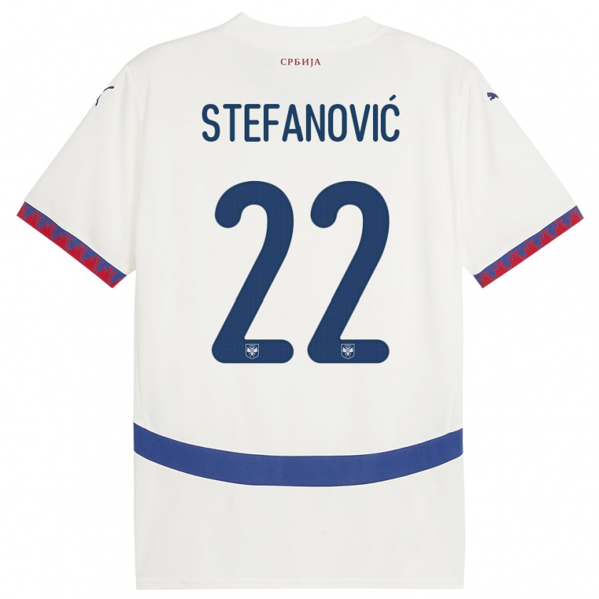 Kandiny Hombre Camiseta Serbia Dejana Stefanovic #22 Blanco 2ª Equipación 24-26 La Camisa Chile