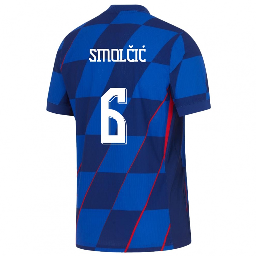 Kandiny Hombre Camiseta Croacia Hrvoje Smolcic #6 Azul 2ª Equipación 24-26 La Camisa Chile