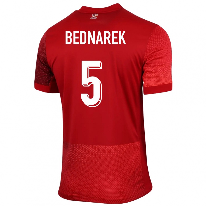 Kandiny Hombre Camiseta Polonia Jan Bednarek #5 Rojo 2ª Equipación 24-26 La Camisa Chile