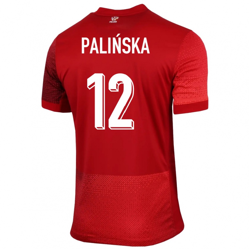 Kandiny Hombre Camiseta Polonia Anna Palinska #12 Rojo 2ª Equipación 24-26 La Camisa Chile