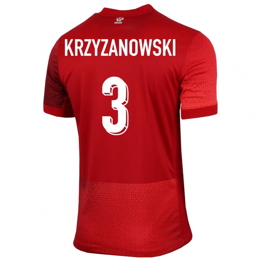 Kandiny Hombre Camiseta Polonia Jakub Krzyzanowski #3 Rojo 2ª Equipación 24-26 La Camisa Chile