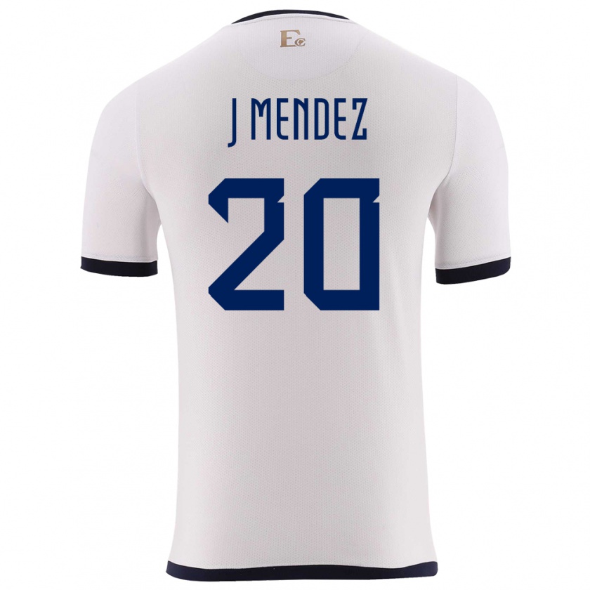 Kandiny Hombre Camiseta Ecuador Jhegson Mendez #20 Blanco 2ª Equipación 24-26 La Camisa Chile