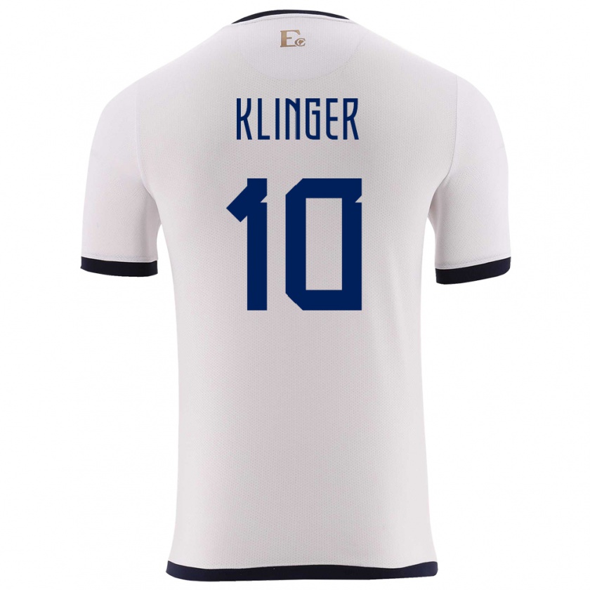 Kandiny Hombre Camiseta Ecuador Jose Klinger #10 Blanco 2ª Equipación 24-26 La Camisa Chile