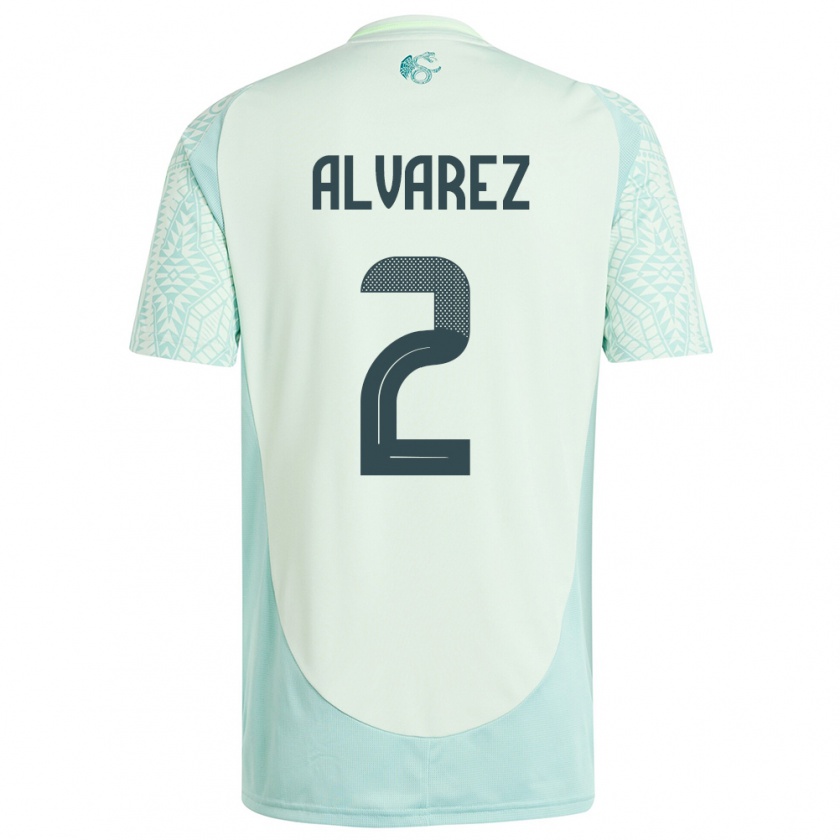 Kandiny Hombre Camiseta México Kevin Alvarez #2 Lino Verde 2ª Equipación 24-26 La Camisa Chile