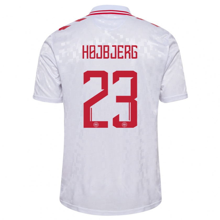 Kandiny Hombre Camiseta Dinamarca Pierre-Emile Højbjerg #23 Blanco 2ª Equipación 24-26 La Camisa Chile