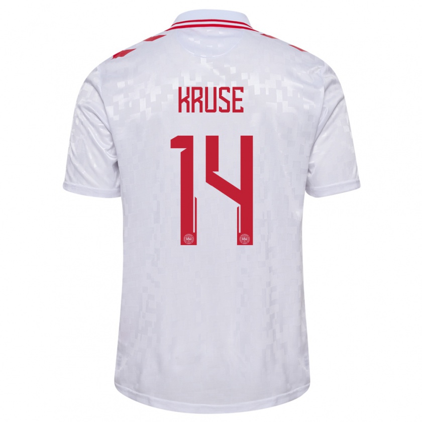 Kandiny Hombre Camiseta Dinamarca David Kruse #14 Blanco 2ª Equipación 24-26 La Camisa Chile