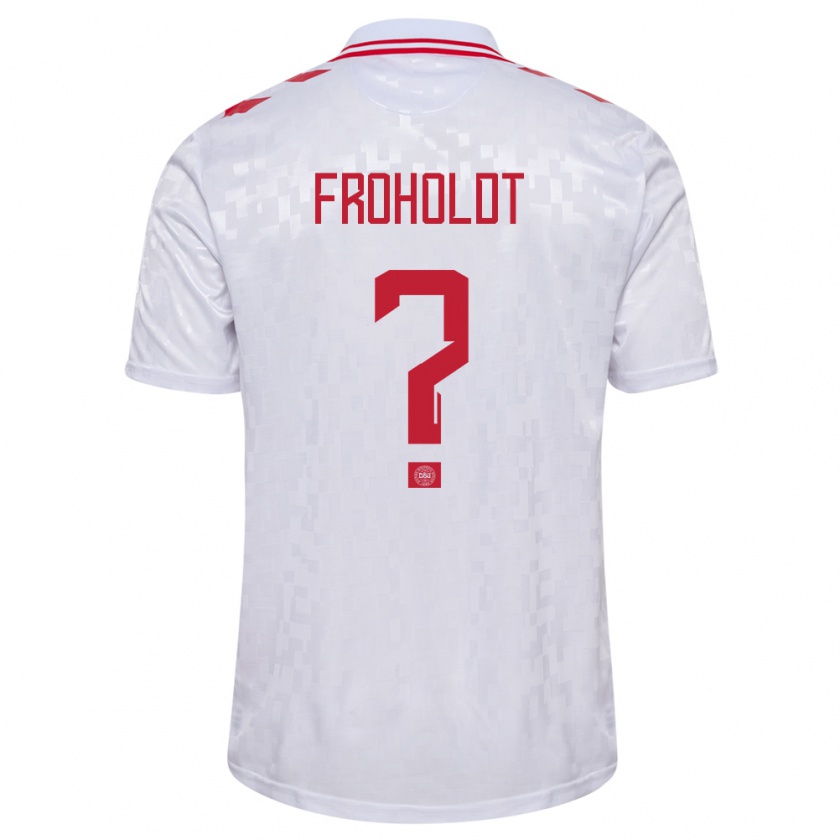 Kandiny Hombre Camiseta Dinamarca Victor Froholdt #0 Blanco 2ª Equipación 24-26 La Camisa Chile