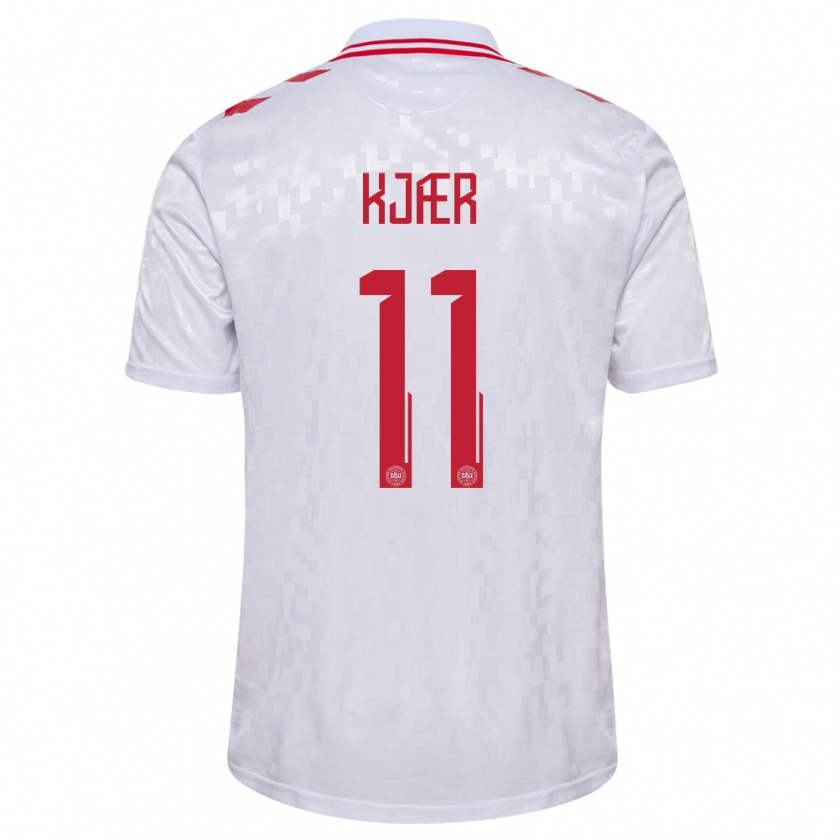 Kandiny Hombre Camiseta Dinamarca Jeppe Kjær #11 Blanco 2ª Equipación 24-26 La Camisa Chile