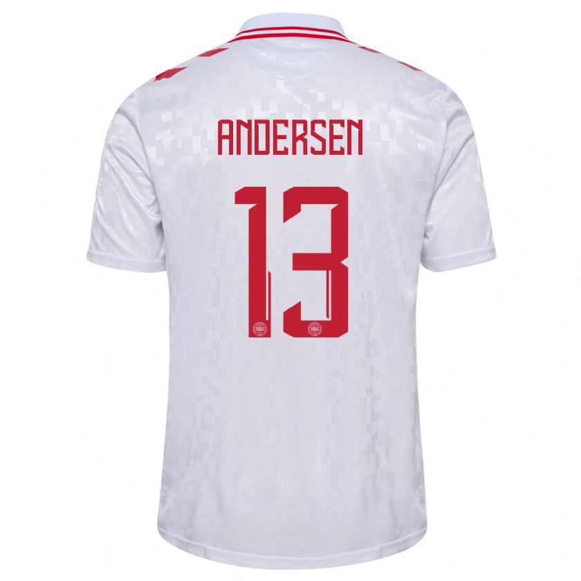 Kandiny Hombre Camiseta Dinamarca Frej Andersen #13 Blanco 2ª Equipación 24-26 La Camisa Chile