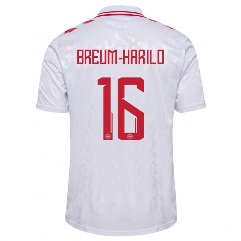 Kandiny Hombre Camiseta Dinamarca Tobias Breum-Harild #16 Blanco 2ª Equipación 24-26 La Camisa Chile