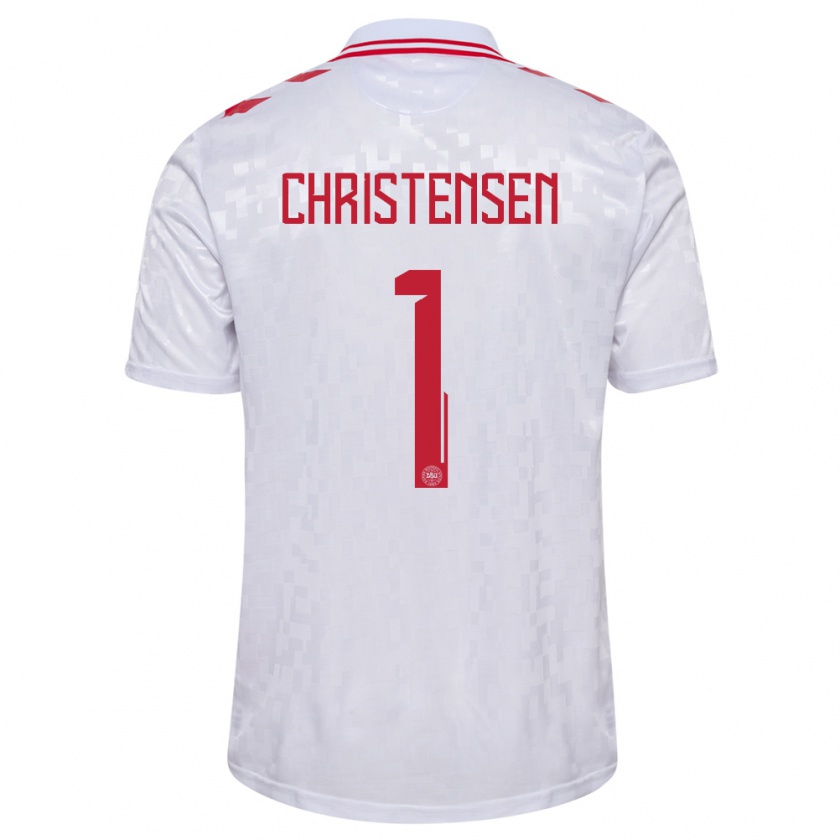 Kandiny Hombre Camiseta Dinamarca Lene Christensen #1 Blanco 2ª Equipación 24-26 La Camisa Chile