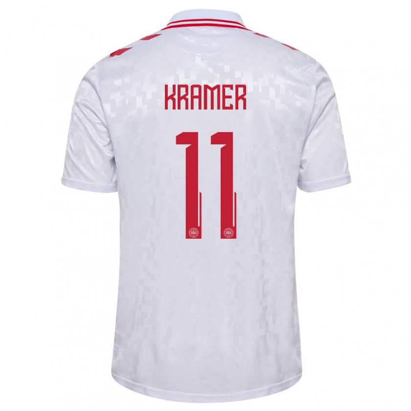 Kandiny Hombre Camiseta Dinamarca Cornelia Kramer #11 Blanco 2ª Equipación 24-26 La Camisa Chile