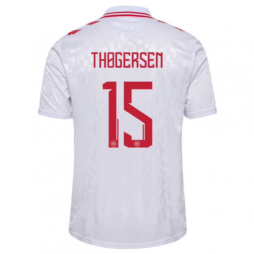 Kandiny Hombre Camiseta Dinamarca Frederikke Thøgersen #15 Blanco 2ª Equipación 24-26 La Camisa Chile