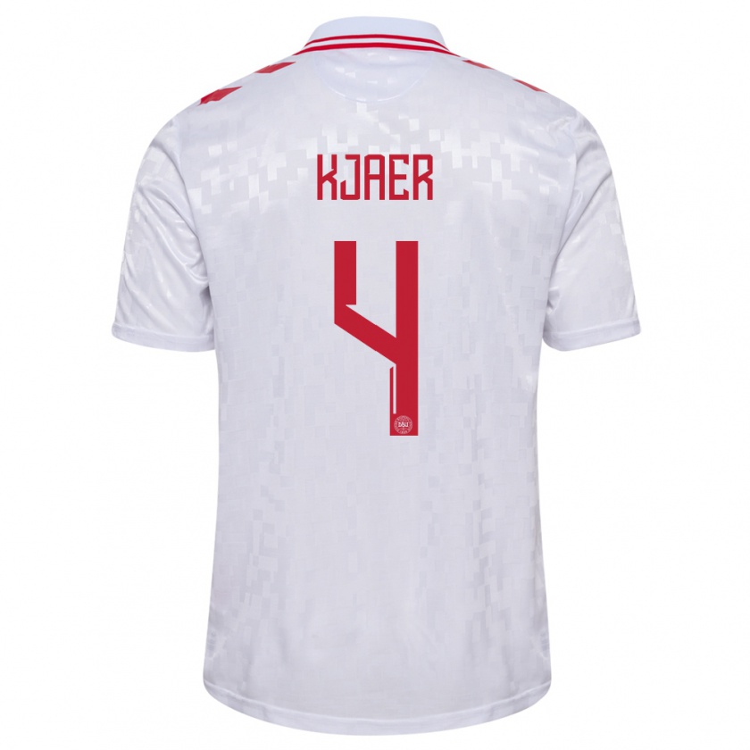 Kandiny Hombre Camiseta Dinamarca Simon Kjaer #4 Blanco 2ª Equipación 24-26 La Camisa Chile